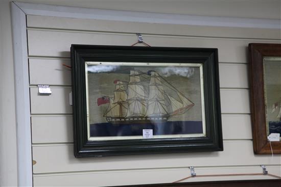 A Victorian woolwork picture, overall 23.75in. x 15.5in.